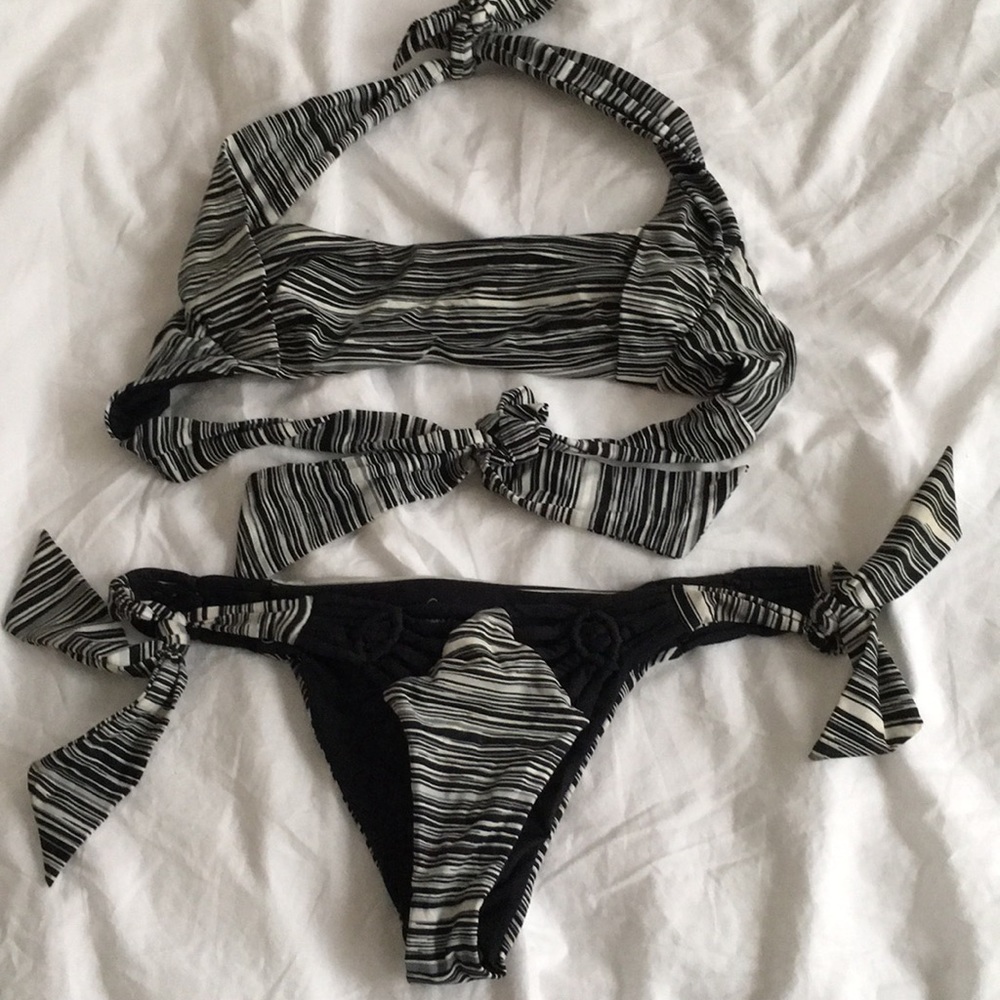Frankie’s Bikinis black and white top and bottom